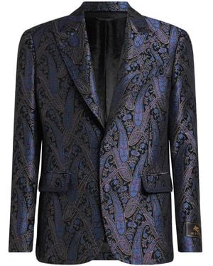 Etro Jacquard Paisley-Motif Single-Breasted Jacket - Black