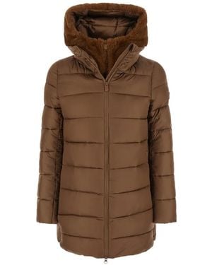 Save The Duck Matilda Quilted Hooded Coat - Brown