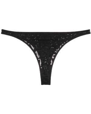 Versace Allover Jacquard Mesh Thong - Black