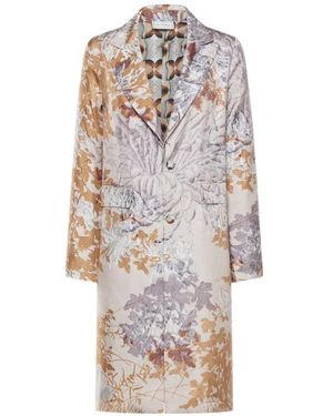 Pierre Louis Mascia Botanical-print Single-breasted Coat - White