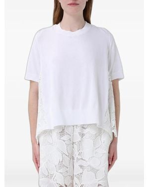 MEIMEIJ Macramé-Panel T-Shirt - White