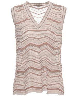 D.exterior V-Neck Chevron Top - Natural