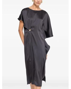 Nissa Robe Mi-Longue À Effet Satiné - Noir