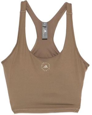 adidas By Stella McCartney Top de tirantes con espalda de nadador y logo - Marrón