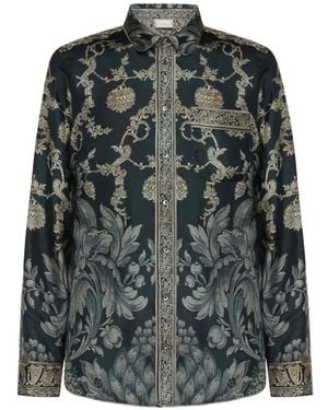 Pierre Louis Mascia Floral-Print Silk Shirt - Grey