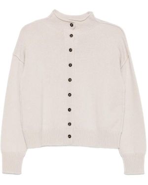 Vanisé Button-Up Drop-Shoulder Cardigan - White