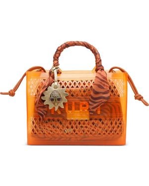Kurt Geiger Small Jelly Scarf-Detail Tote Bag - Orange