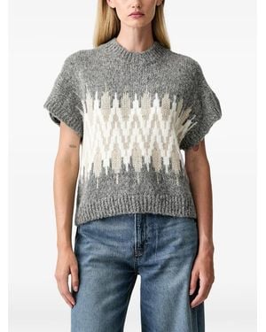 Joop! Geometric-Pattern Short-Sleeve Jumper - Grey