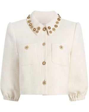 Cinq À Sept Ansey Embellished Puff-Sleeve Jacket - Natural