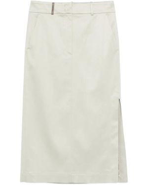 Peserico Side-Slit Midi Pencil Skirt - White