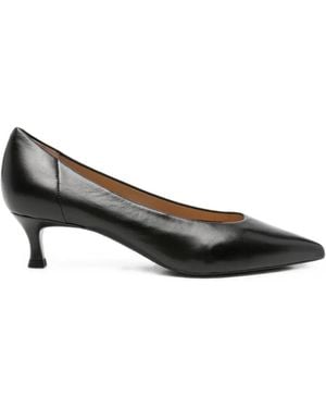 Unisa Pointed-Toe Leather Court Shoes - Black