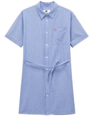 Chocoolate Robe Mi-Longue Ceinturée À Rayures - Blue