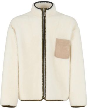 Marni Zip-Up Fleece Bomber Jacket - Natural