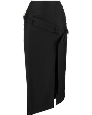 Matériel Asymmetric Belted Midi Skirt - Black
