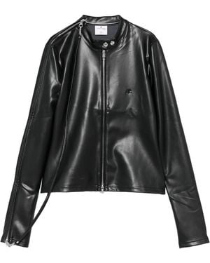 Courreges ジップアップ レザージャケット - ブラック