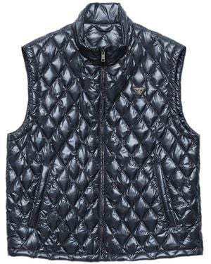 Prada Quilted Logo Vest - Blue