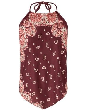 Pinko Paisley Halterneck Top - Red