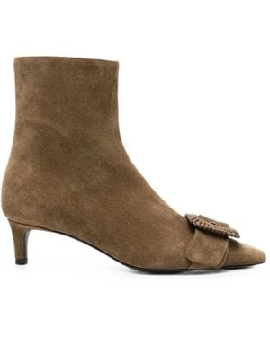 Roberto Festa Buckle-Detail Pointed-Toe Leather Ankle Boots - Brown