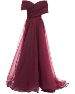 Ana Radu Off-Shoulder Draped Gown - Purple