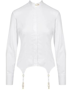 Maison Close Braces-Detail Poplin Shirt - White