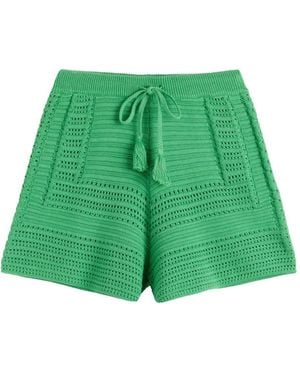 Chinti & Parker Crochet-Knit Shorts - Green