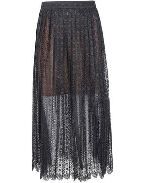 Self-Portrait Organza Lace Midi Skirt - Grey