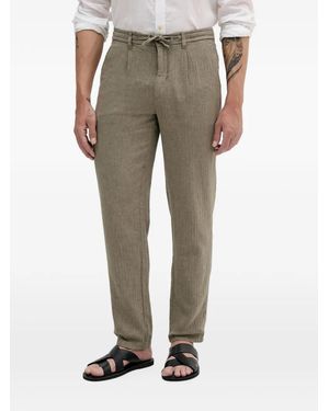 Lindbergh Herringbone Drawstring Trousers - Natural