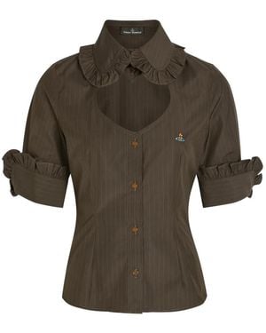 Vivienne Westwood Pinstripe Ruffled Shirt - Grey