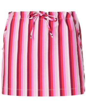 Amir Slama Striped Drawstring-Waist Miniskirt - Pink