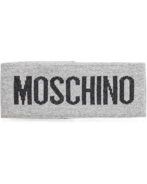 Moschino Logo-Intarsia Knitted Headband - White