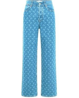 Marine Serre Jeans mit Moon-Print - Blau