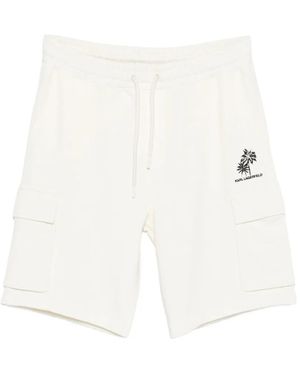 KARL LAGERFELD Karl Lagerfel Cargo Print Shorts - White