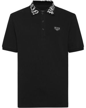 Philipp Plein プリント ポロシャツ - ブラック