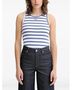 Munthe Gestreepte Tanktop Met Borduurwerk - Blauw
