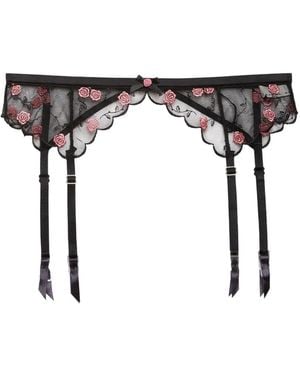 Fleur du Mal Liguero Con Rosas Bordadas - Blanco