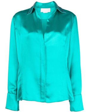 Genny Stud-Embellished Satin Shirt - Blue