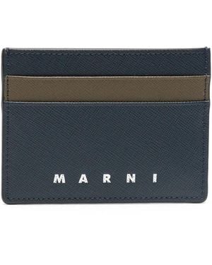 Marni Colour-Block Leather Card Holder - Grey