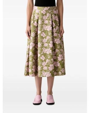 Joop! Floral-Print Pleated Midi Skirt - Natural