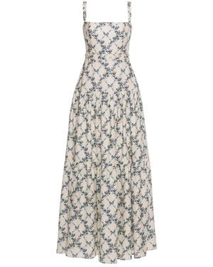 Agua Bendita Robe Longue À Fleurs Lima Gloriosa - Blanc