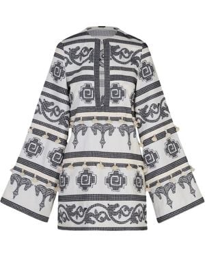 Johanna Ortiz Temple Embroidered-Tassels Tunic - White
