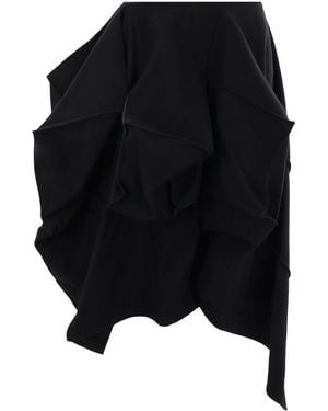 Yohji Yamamoto Asymmetric Wool Zip-Front Skirt - Black