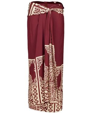 Johanna Ortiz Knot-Detail Geometric-Print Skirt - Red