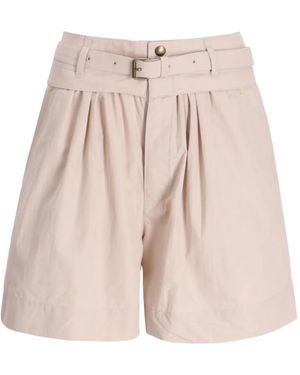 Isabel Marant Danica Ga Belted Pleated Shorts - Natural