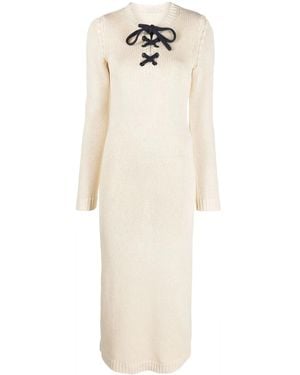 Zimmermann High Tide Lace-Up Knitted Dress - White