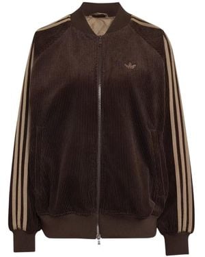 adidas Corduroy Stripe-Detail Track Jacket - Brown
