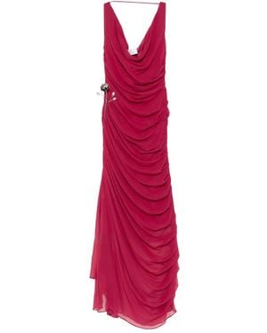 GIUSEPPE DI MORABITO Ruched Floral-Appliqué Dress - Purple