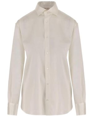 HER SHIRT HER DRESS Button-Up Long-Sleeve Shirt - White