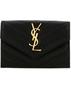 Saint Laurent Quilted Envelope Wallet - Black