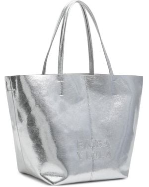 Bimba Y Lola Logo Leather Large Tote Bag - Grey