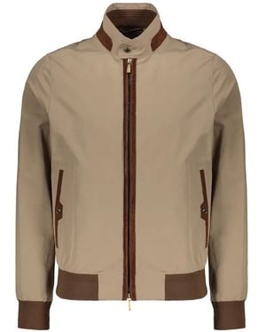 Moorer Suede-Trim Zip-Up Jacket - Natural